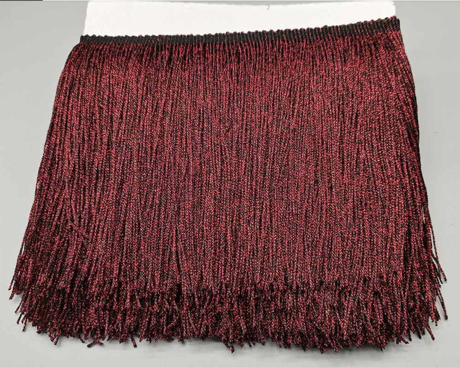 By the Yard-6" METALLIC RED Chainette Fabric Fringe Lampshade Lamp Costume Trim