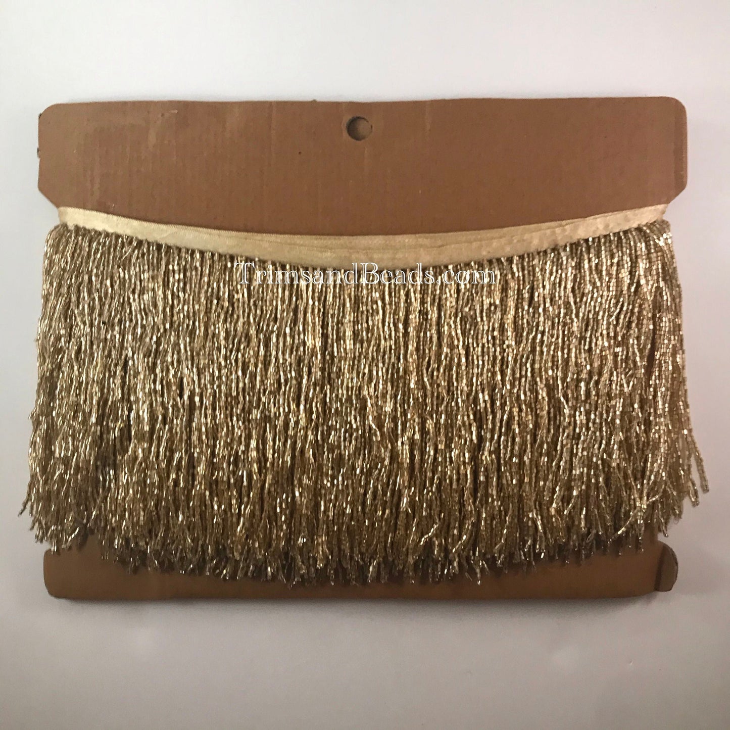 5 yard bolt-6.5/6" GOLD Glass BUGLE Bead Beaded Fringe Lamp Costume Trim