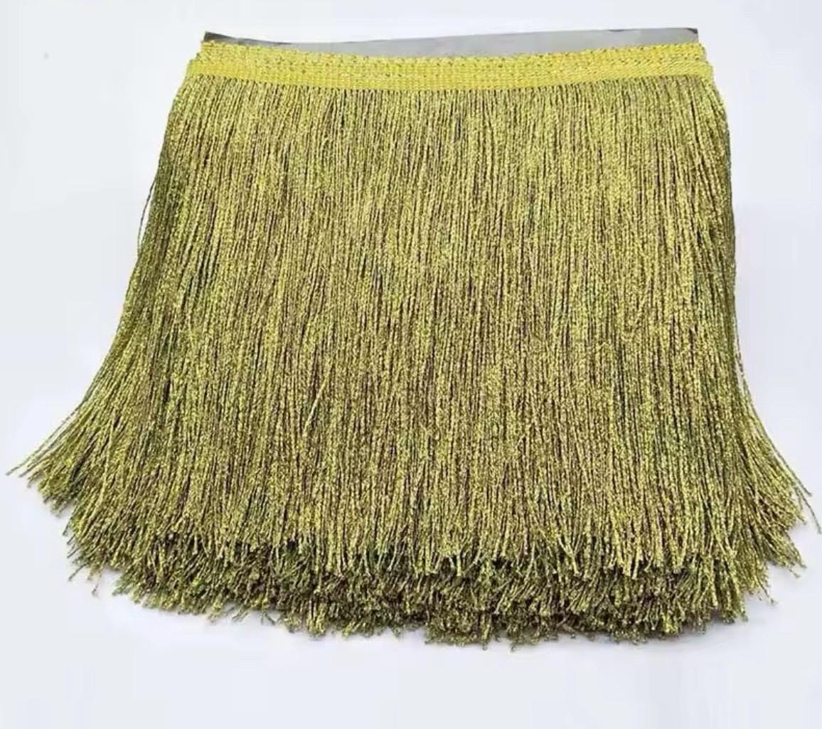 By the Yard-6" METALLIC GOLD Chainette Fabric Fringe Lampshade Lamp Costume Trim