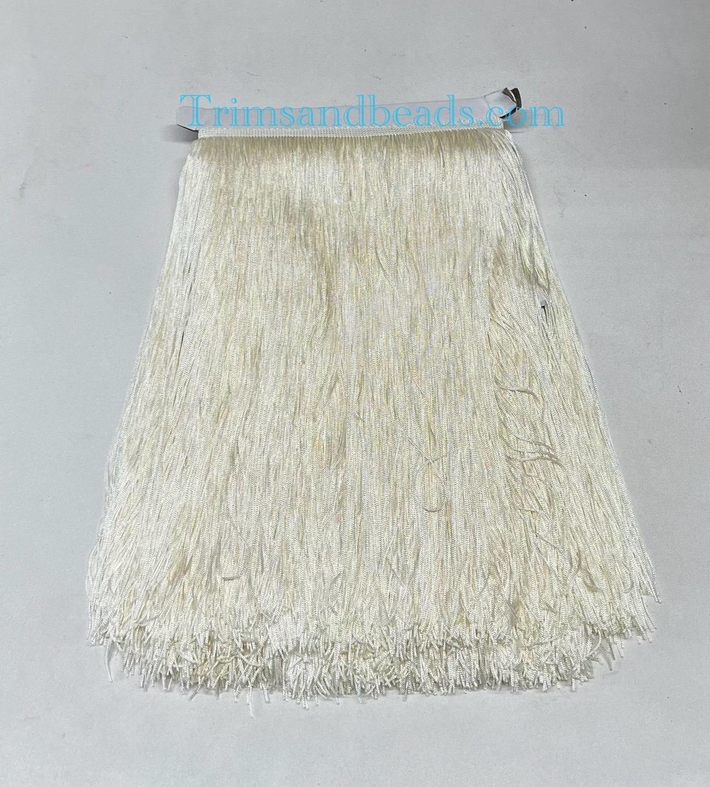 By the Yard-12" IVORY Off White CHAINETTE Fabric Fringe Lampshade Lamp Costume Trim