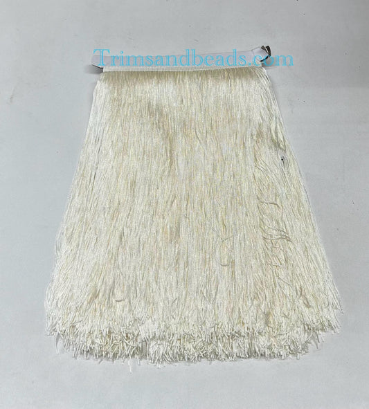 By the Yard-12" IVORY Off White CHAINETTE Fabric Fringe Lampshade Lamp Costume Trim