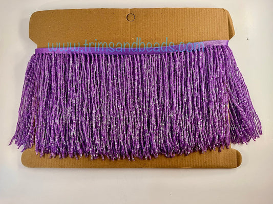 5 yard bolt-6.5/6" LIGHT PURPLE Glass BUGLE Bead Beaded Fringe Lamp Costume Trim