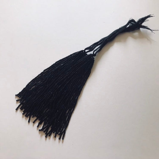 100 Pieces BLACK Droppers Individual 6 Inch Glass Bugle Bead Fringe Strands for Hand Sewing