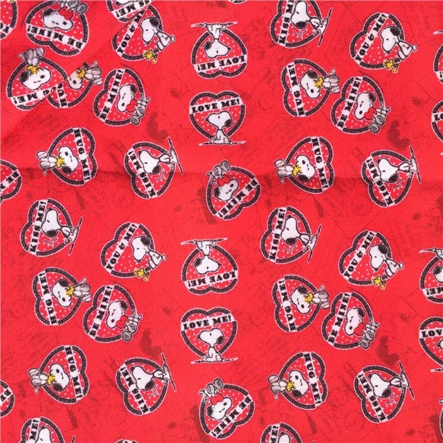 CLEARANCE-Peanuts Be Mine Valentines Day Snoopy Woodstock Poly Cotton Fabric