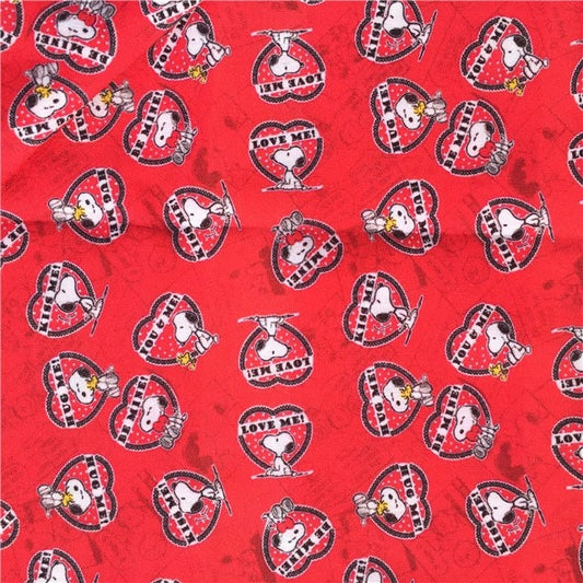 CLEARANCE-Peanuts Be Mine Valentines Day Snoopy Woodstock Poly Cotton Fabric