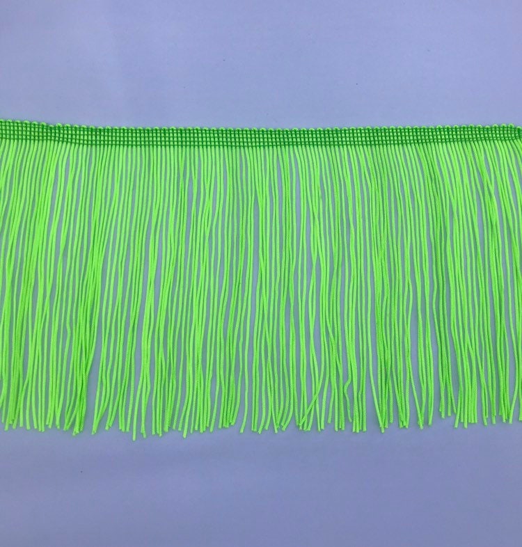 By the Yard-6" NEON LIME GREEN Chainette Fabric Fringe Lampshade Lamp Costume Trim