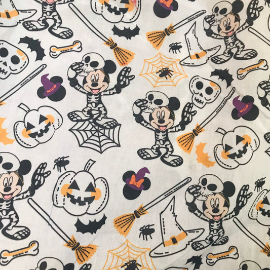 CLEARANCE-Skeleton Mickey Halloween Poly Cotton Fabric