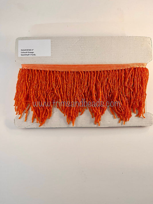 5 Yard Bolt-4/4.5" ORANGE Glass BUGLE Bead Chevron Beaded Fringe Lamp Costume Trim Variegated