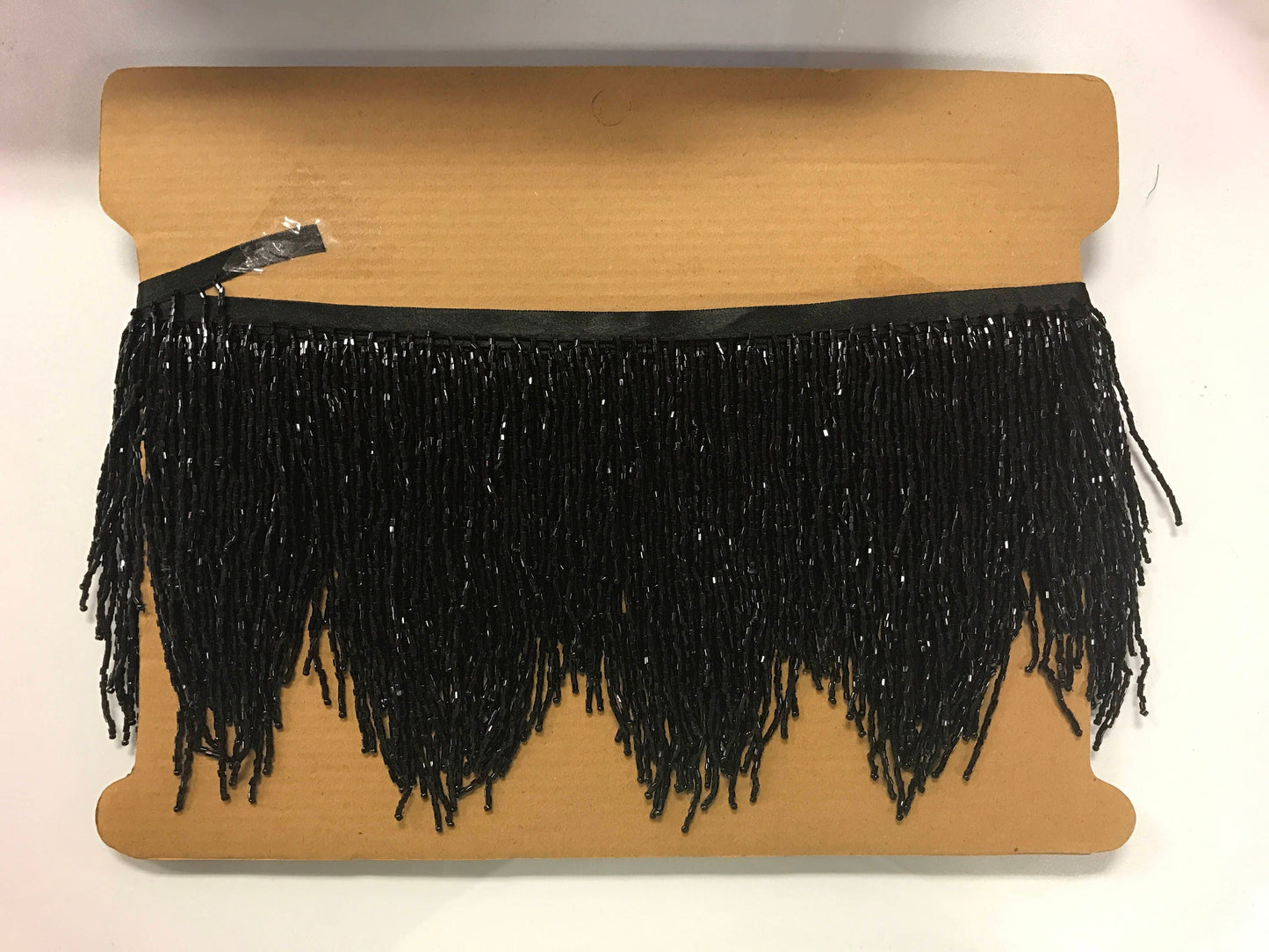 6.5"/6" BLACK CHEVRON Glass BUGLE Bead Beaded Fringe Lamp Costume Trim Variegated