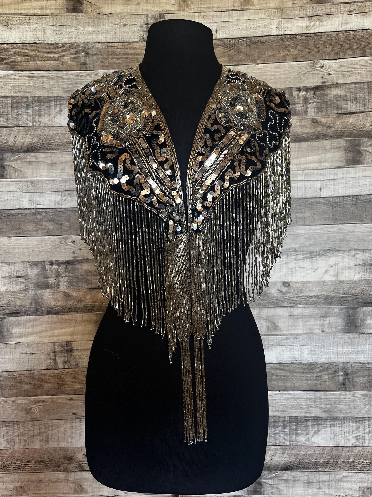 SILVER/BLACK Sequin Glass Rose Beaded & Sequin Lace Collar Shoulder Shrug Shawl Applique Wrap Bridal